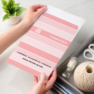 Patttern of three tone pink stripes and logo envelope mailers