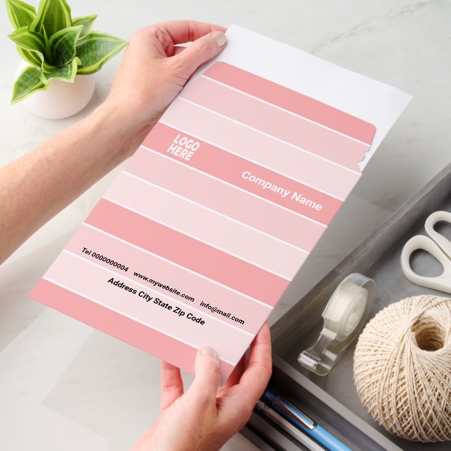 Patttern of three tone pink stripes and logo envelope mailers (Desk)