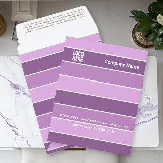 Patttern of three-tone purple stripes and logo envelope mailers