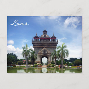 patuxai laos postcard