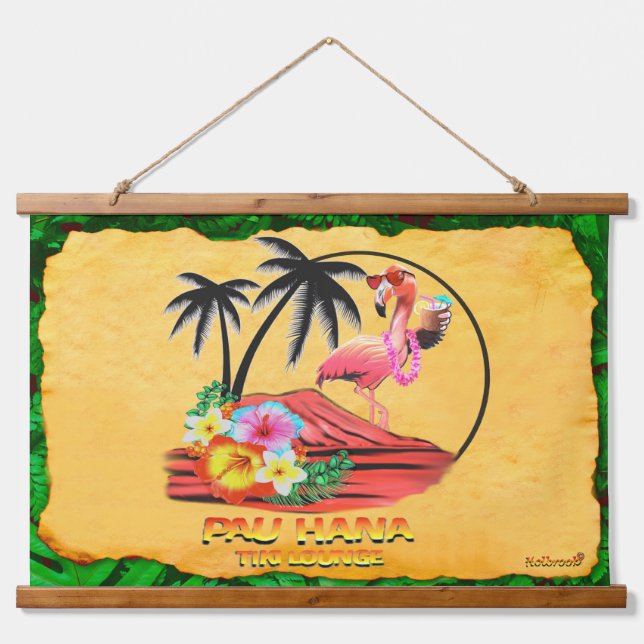  PAU  HANA TIKI LOUNGE HANGING TAPESTRY (Front)
