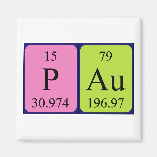 Pau periodic table name magnet (Front)