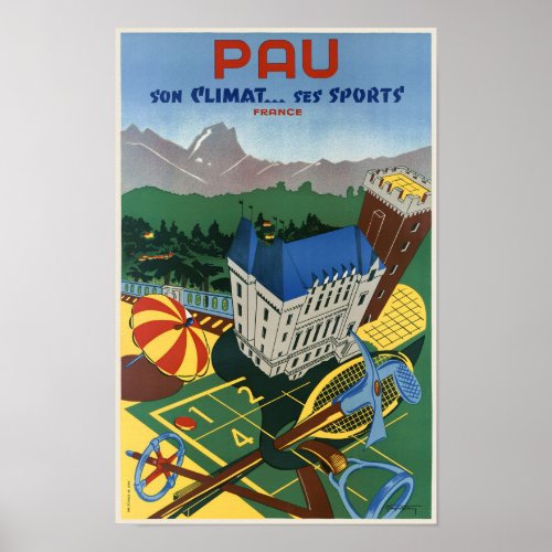 Pau son climat ses sports Vintage Poster 1935