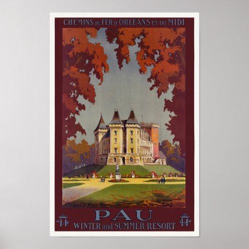 Pau Winter and Summer Resort Vintage Poster 1910