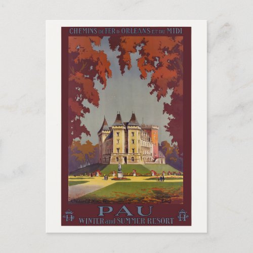 Pau Winter and Summer Resort Vintage Poster 1910 Postcard