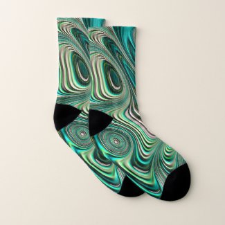 Paua Abalone Shell Fractal Abstract in Teals Socks