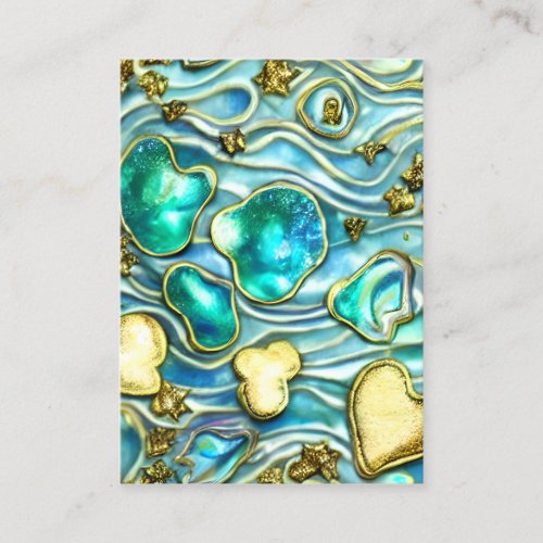 Paua Shell and Gold Pattern Calling Card