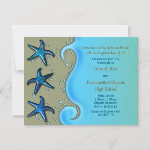 Paua Shell Starfish Beach Graduation Invitation