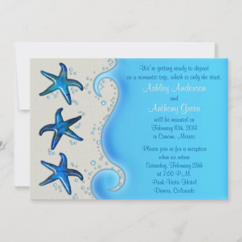 Paua Shell Starfish Post Wedding Reception Only 2 Custom Announcements