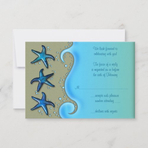 Paua Shell Starfish Wedding Reply RSVP Card
