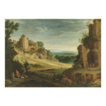 Paul Bril  Landscape with a hunting party