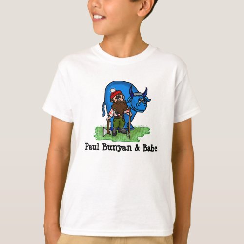 Paul Bunyan and Babe Kids T_shirt