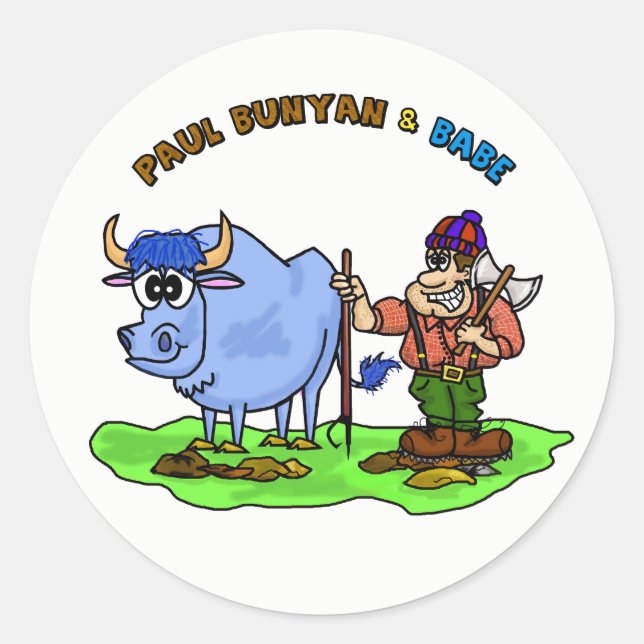Paul Bunyan & Babe  The Blue Ox Stickers (Front)