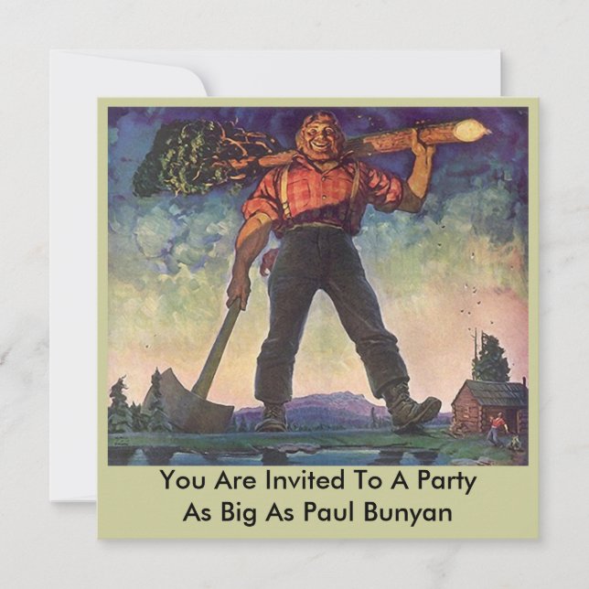 PAUL BUNYAN Giant Logging Woods Party Invitation (Front)