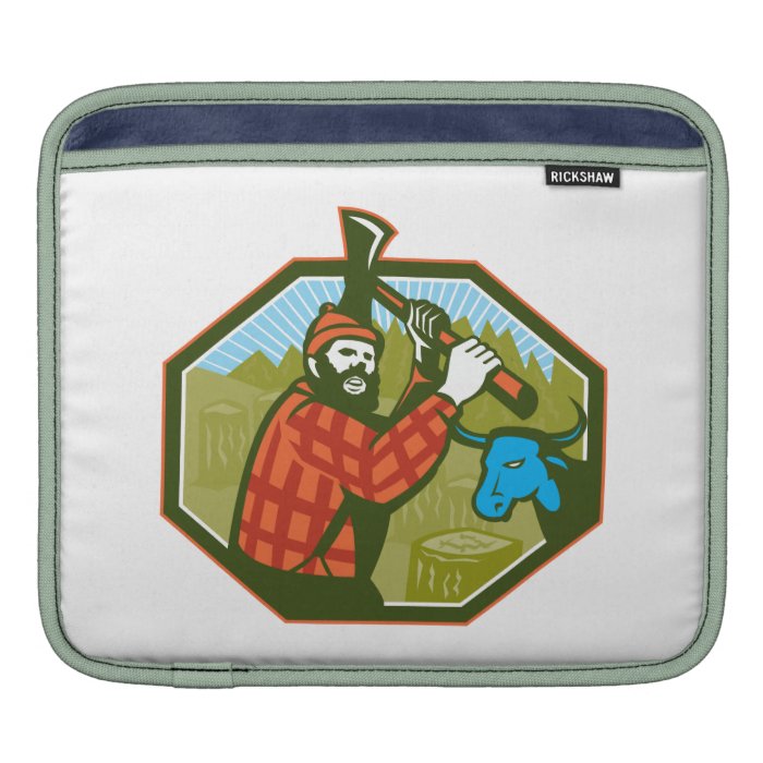 Paul Bunyan LumberJack Axe Blue Ox iPad Sleeves