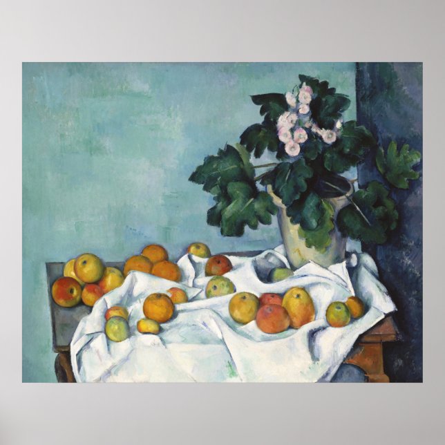 Paul Cézanne Apples and a Pot of Primroses Poster (Front)