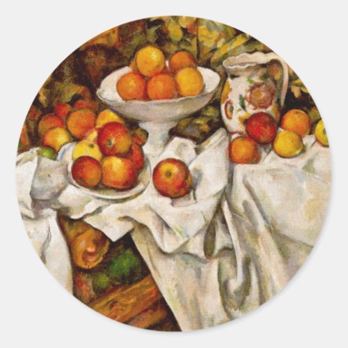 Paul Cezanne Apples Oranges Impressionism Classic Round Sticker