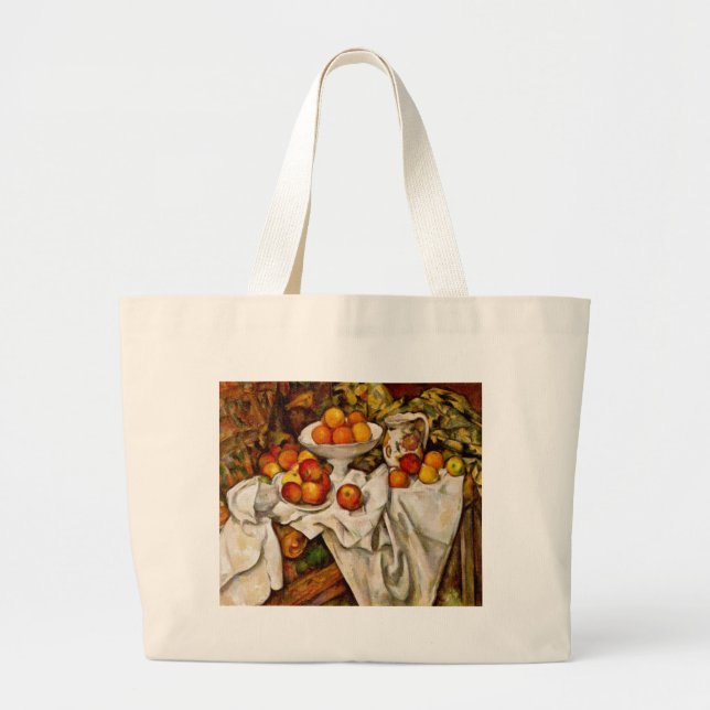Paul Cezanne Apples Oranges Impressionism Large Tote Bag (Front)