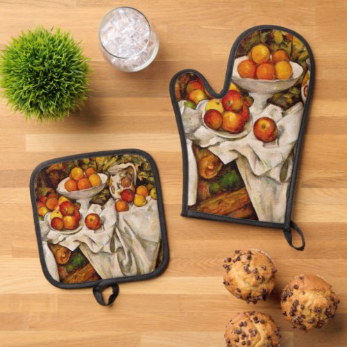 Paul Cezanne Apples Oranges Impressionism Oven Mitt  Pot Holder Set