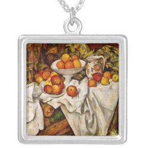 Paul Cezanne Apples Oranges Impressionism Silver Plated Necklace