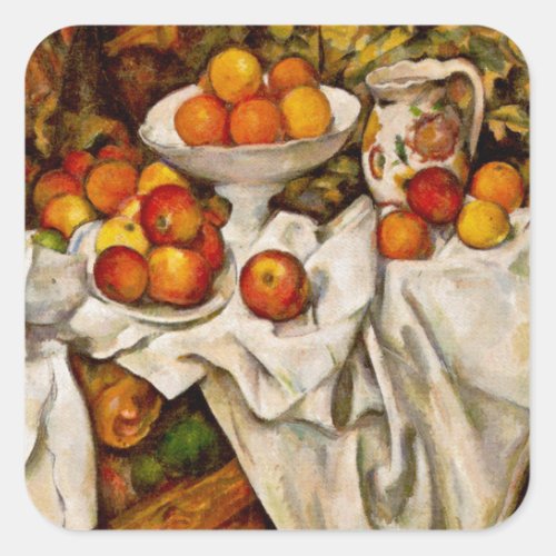 Paul Cezanne Apples Oranges Impressionism Square Sticker