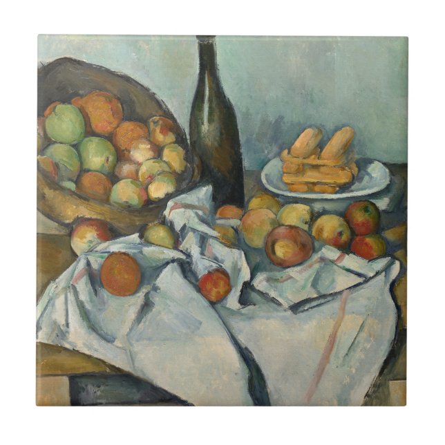 Paul Cezanne Basket of Apples Vintage Still Life Ceramic Tile (Front)