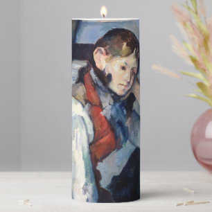 Paul Cezanne - Boy in the Red Vest Pillar Candle