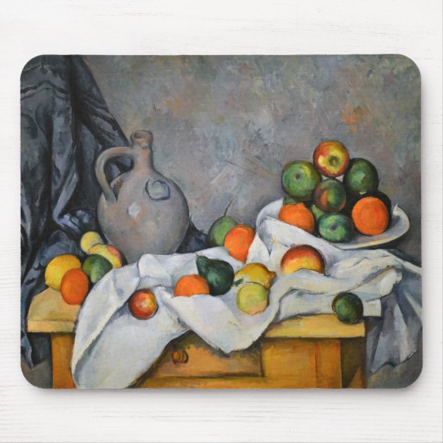 Paul Cezanne - Curtain, Jug and Fruit Bowl Mouse Pad (Front)