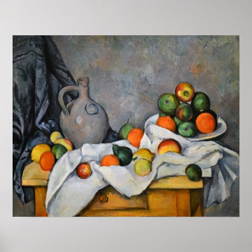 Paul Cezanne _ Curtain Jug and Fruit Bowl Poster