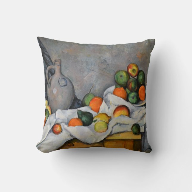Paul Cezanne - Curtain, Jug and Fruit Bowl Throw Pillow (Front)