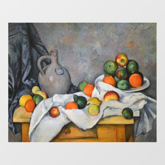 Paul Cezanne - Curtain, Jug and Fruit Bowl Wall Decal (Front)