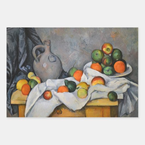Paul Cezanne _ Curtain Jug and Fruit Bowl Wrapping Paper Sheets