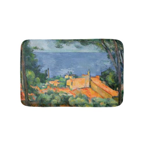 Paul Cezanne _ Estaque with Red Roofs Bath Mat