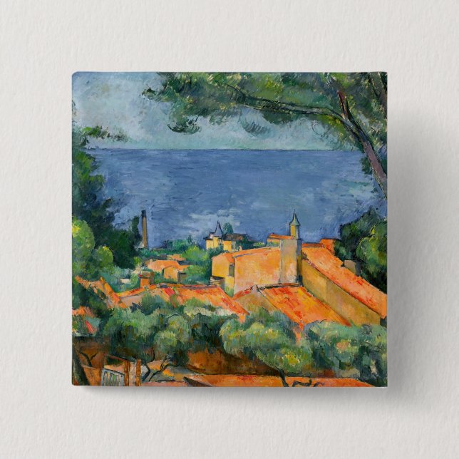 Paul Cezanne - Estaque with Red Roofs Button (Front)
