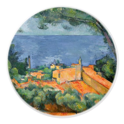 Paul Cezanne _ Estaque with Red Roofs Ceramic Knob