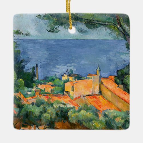 Paul Cezanne _ Estaque with Red Roofs Ceramic Ornament