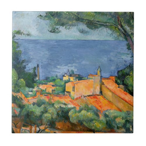 Paul Cezanne _ Estaque with Red Roofs Ceramic Tile