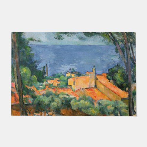 Paul Cezanne _ Estaque with Red Roofs Doormat