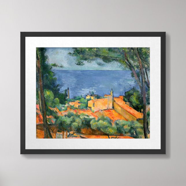 Paul Cezanne - Estaque with Red Roofs Framed Art (Framed Front)
