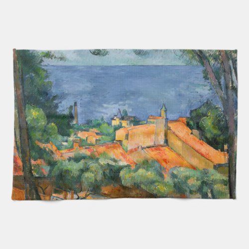 Paul Cezanne _ Estaque with Red Roofs Kitchen Towel