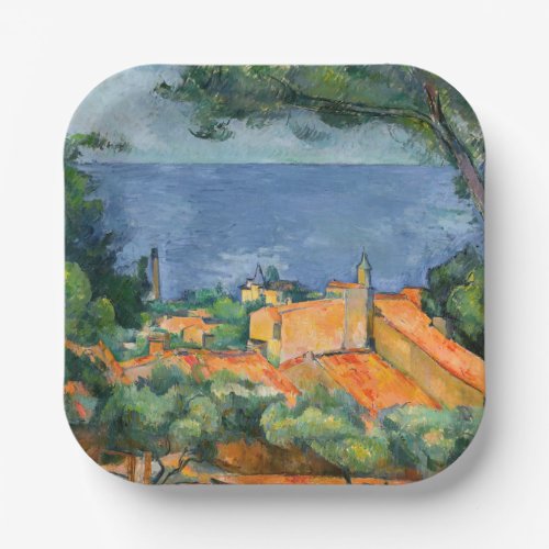 Paul Cezanne _ Estaque with Red Roofs Paper Plates