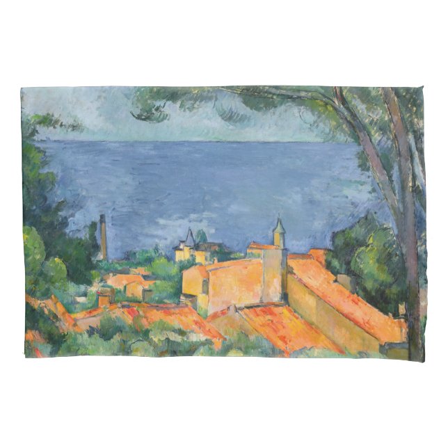 Paul Cezanne - Estaque with Red Roofs Pillow Case (Front)