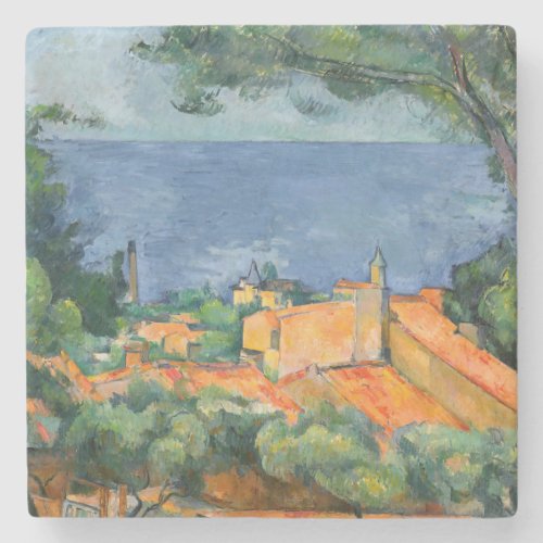 Paul Cezanne _ Estaque with Red Roofs Stone Coaster