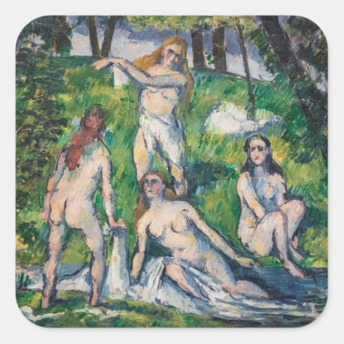 Paul Cezanne _ Four Bathers Square Sticker