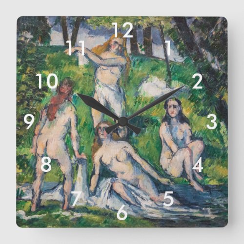 Paul Cezanne _ Four Bathers Square Wall Clock