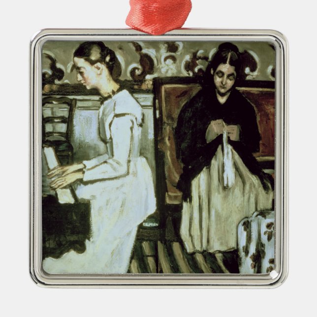 Paul Cezanne | Girl at the Piano , 1868-69 Metal Ornament (Front)