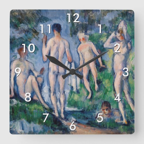 Paul Cezanne _ Group of Bathers Square Wall Clock