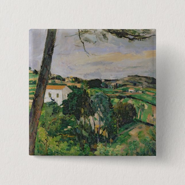 Paul Cezanne | Landscape with red roof or The pine Button (Front)