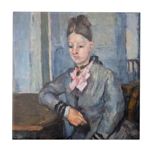 Paul Cezanne _ Madame Cezanne Leaning on a Table Ceramic Tile