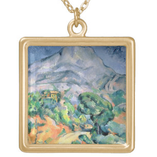Paul Cezanne Mont Sainte-Victoire, 1900 Gold Plated Necklace